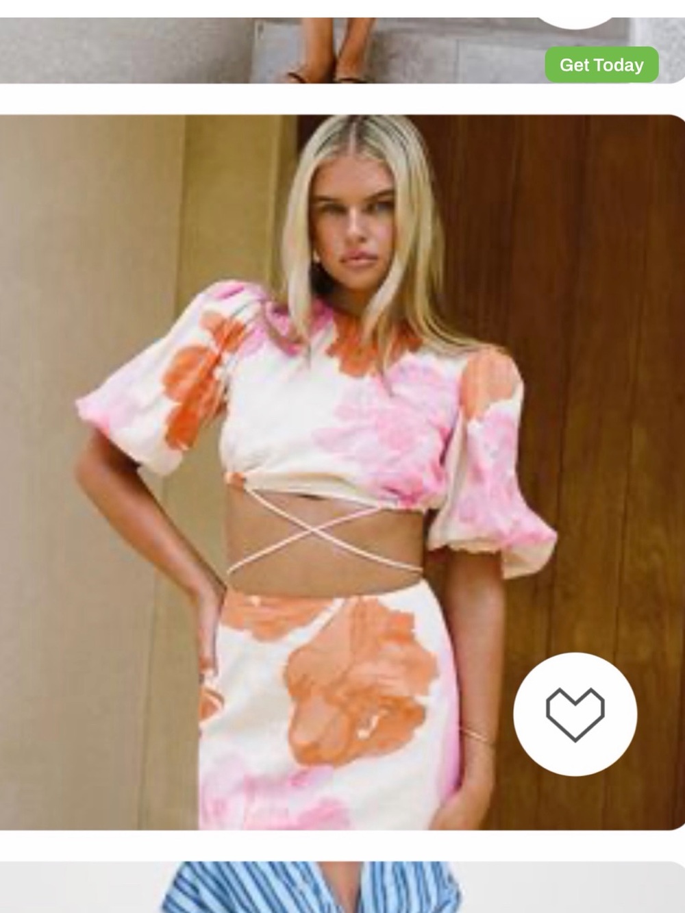 Sabo Skirt Pink & Orange Floral Puff-Sleeve Midi Dress - Picture 2 of 2